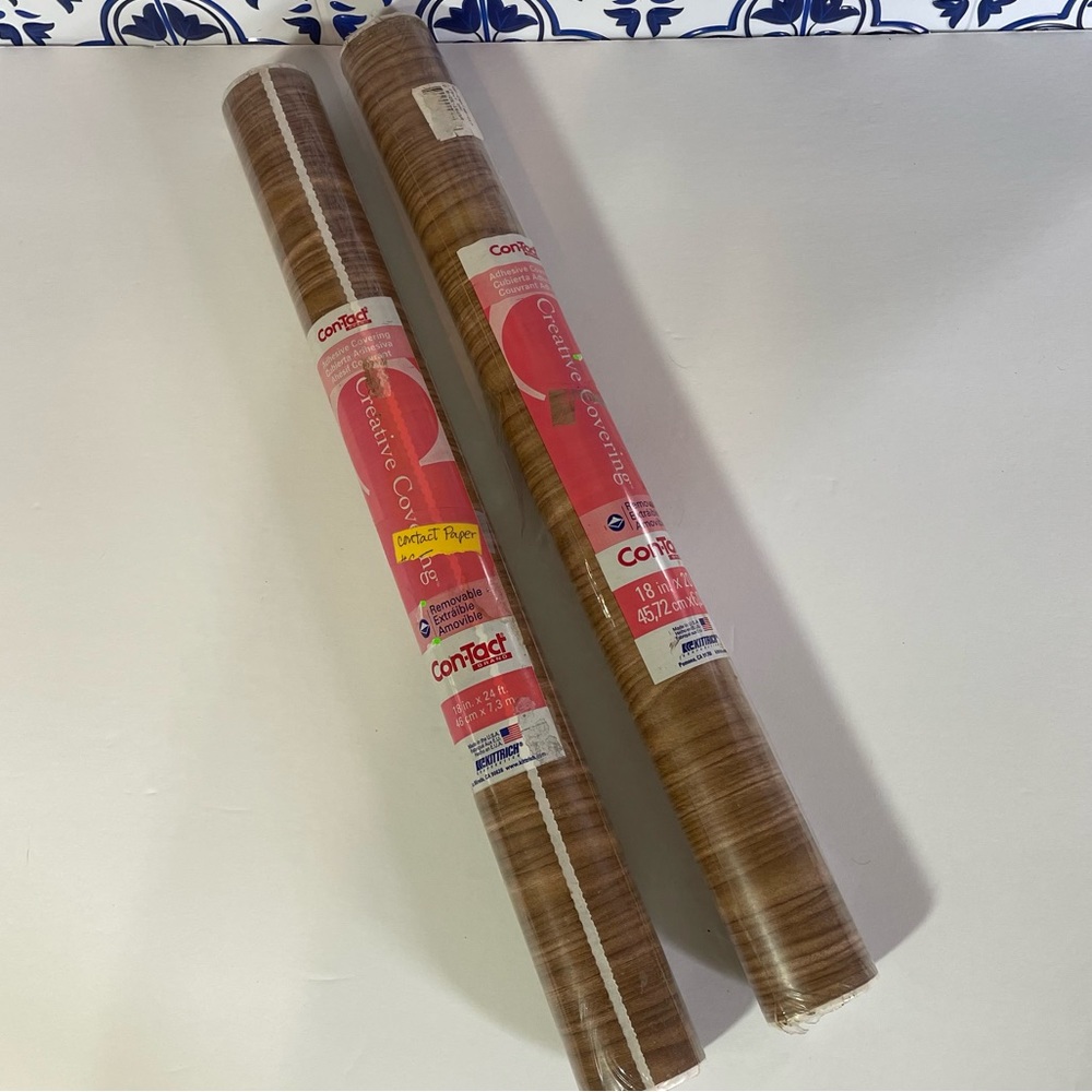 Vintage con-tact adhesive paper rolls wood floor look 18’x20ft double rolls
